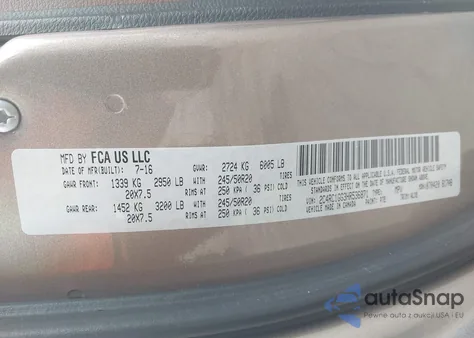 2017 Chrysler Pacifica Limited из США, поврежденный, VIN 2C4RC1GG3HR536871